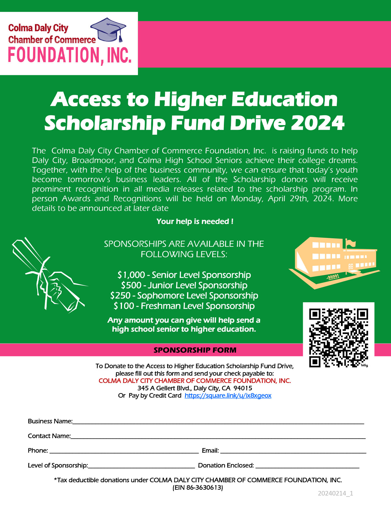 Access to Higher Education Scholarship Fund Drive 2024 donation form Access to Higher Education Scholarship Fund Drive 2024 donation form